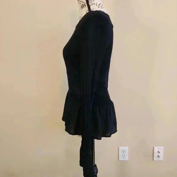 White House Black Market Black Bell Sleeve Peplum Top, size xs - Picture 2 of 11